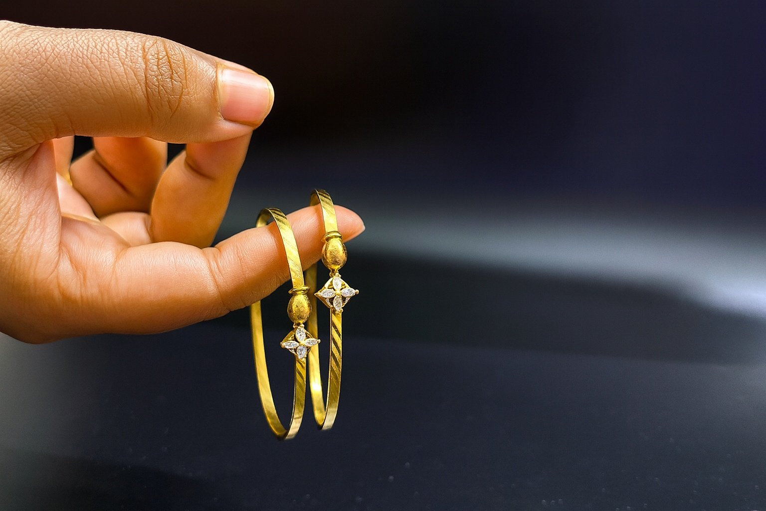 Minimalist Gold-Plated Diamond-Style Stone Bangles