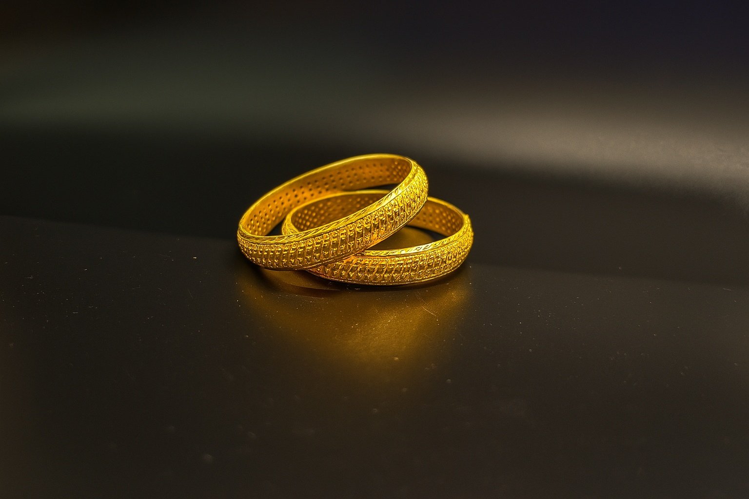 Traditional Gold-Plated Wedding Bangles with Intricate Design