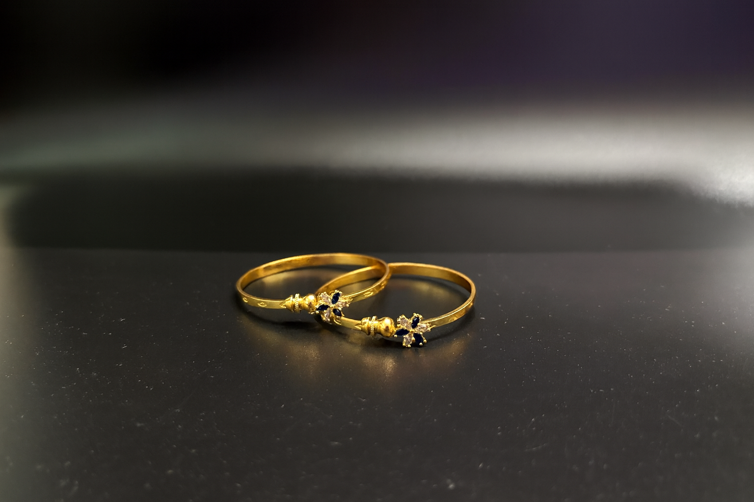 Elegant Gold-Plated Floral Stone Bangles for Women