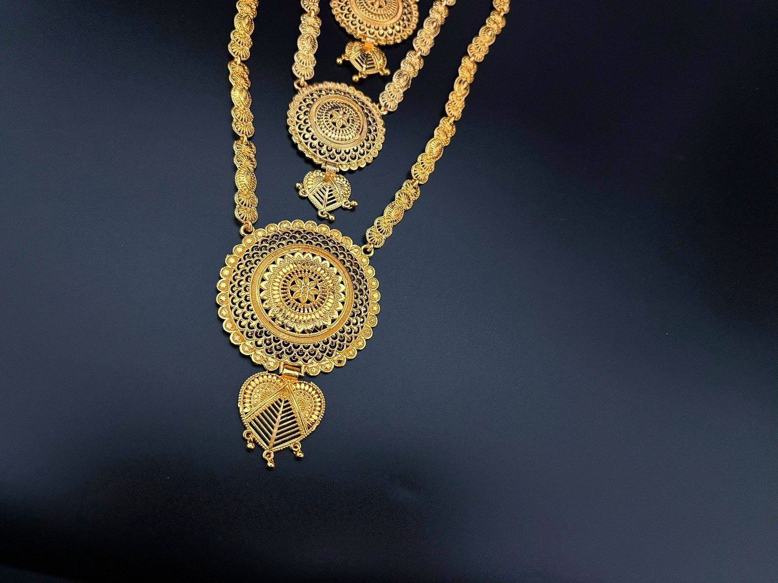 Multi Layered Bridal Round Pendant Necklace Set
