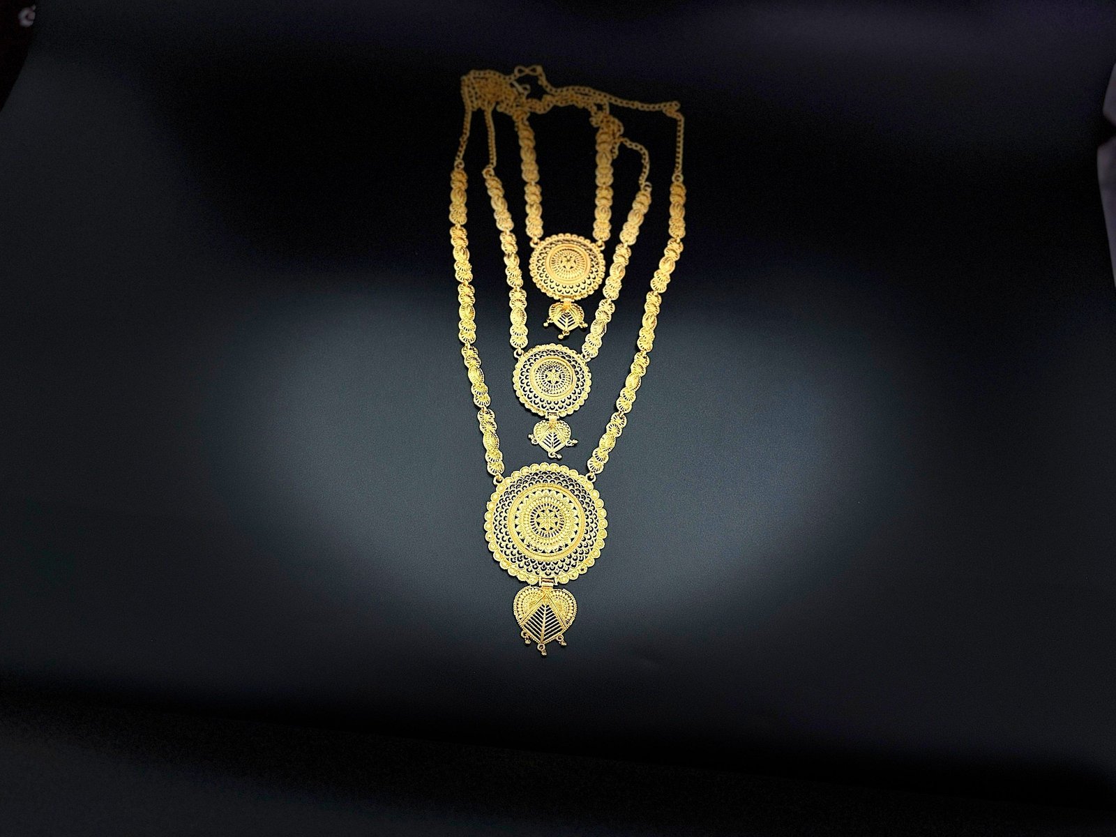 Multi Layered Bridal Round Pendant Necklace Set