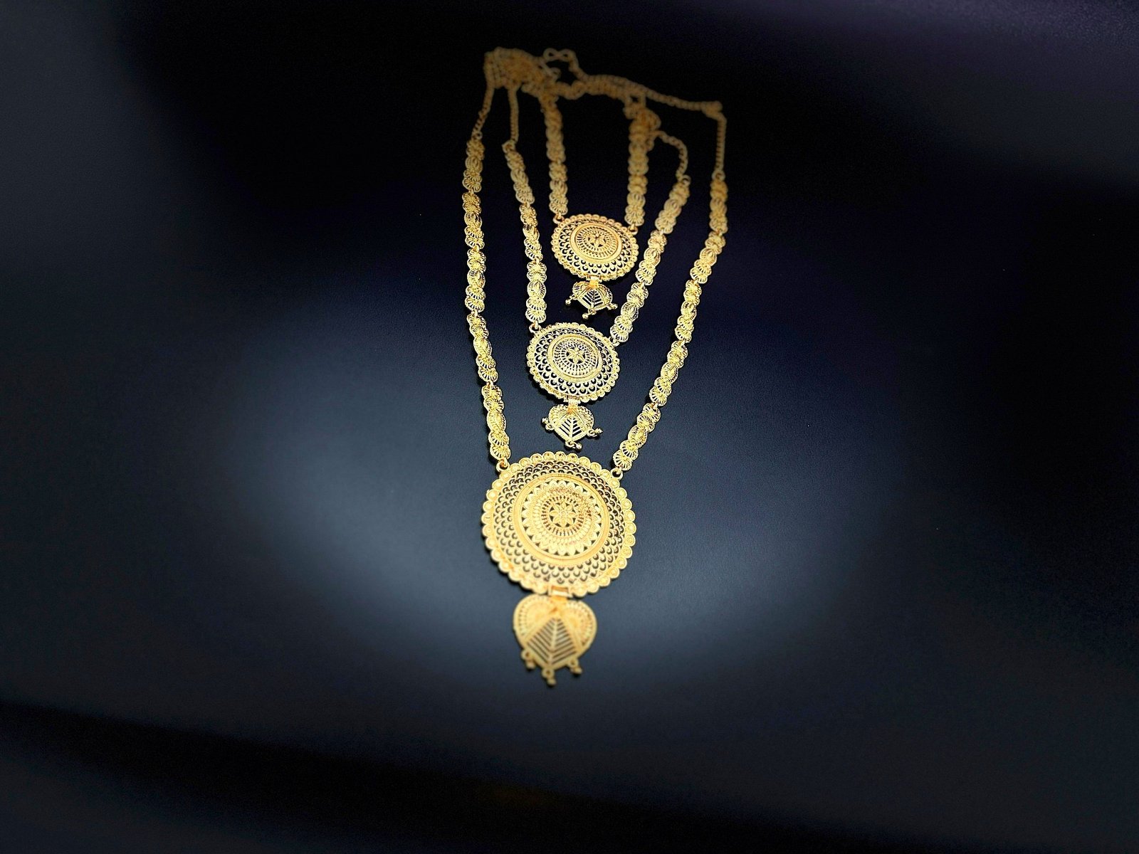 Multi Layered Bridal Round Pendant Necklace Set