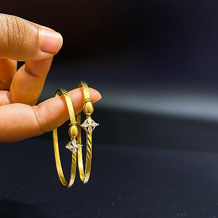 Minimalist Gold-Plated Diamond-Style Stone Bangles