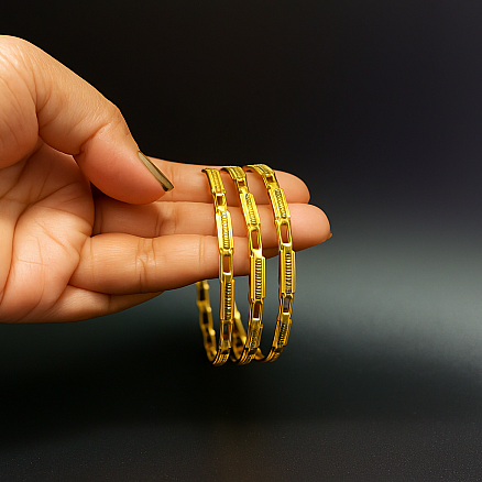 Traditional Gold-Plated Designer Link Pattern Bangles for Women
