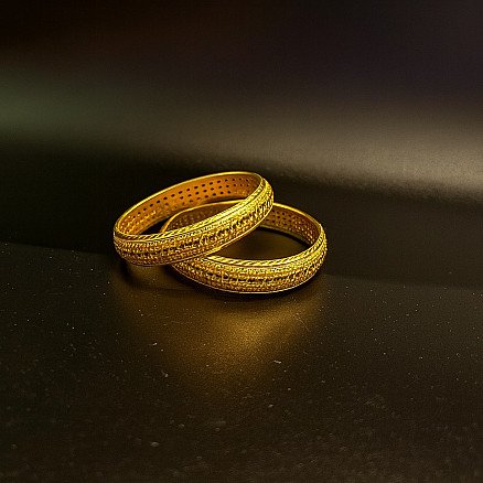 Traditional Gold-Plated Wedding Bangles with Intricate Design