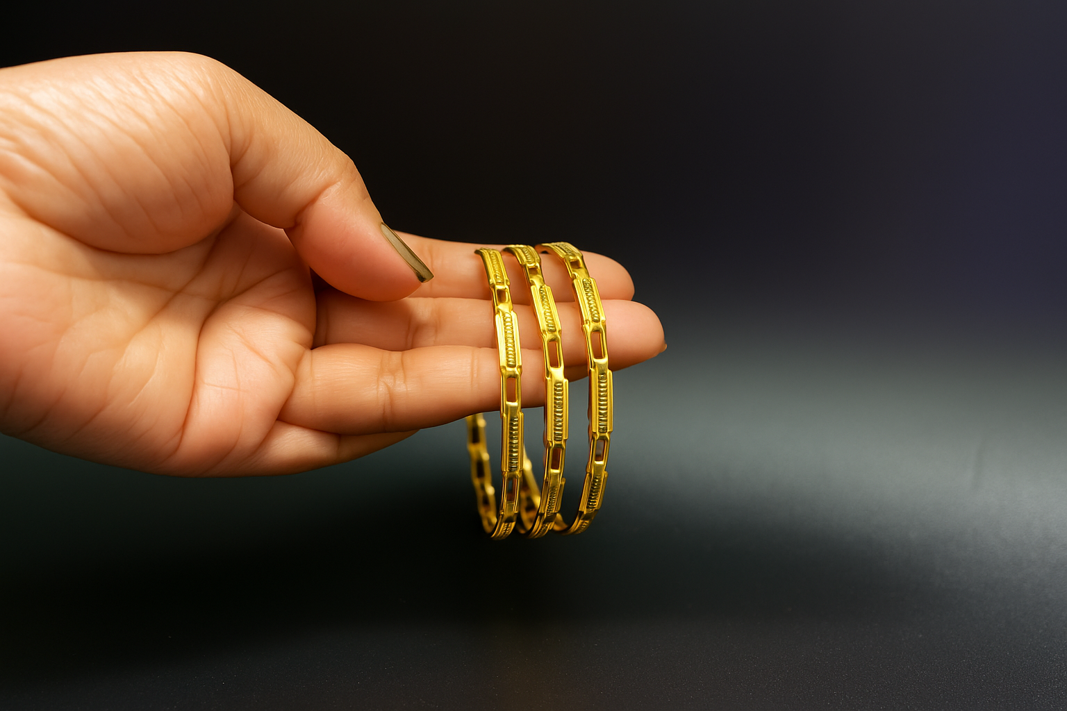 Traditional Gold-Plated Designer Link Pattern Bangles for Women