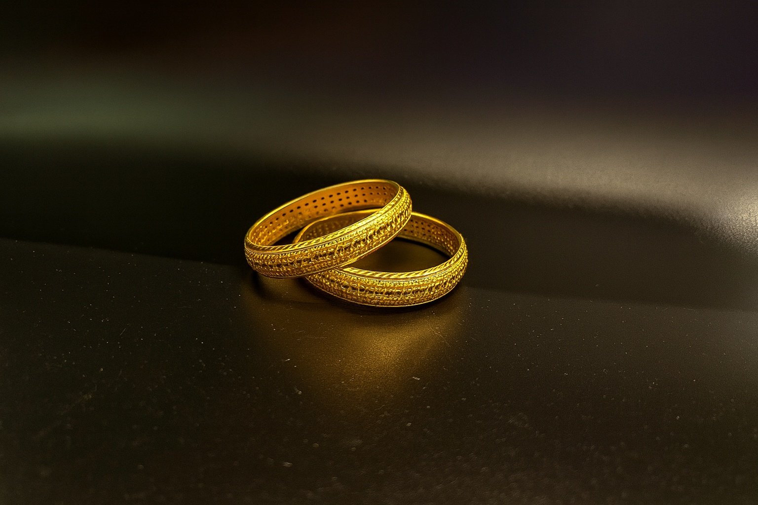Traditional Gold-Plated Wedding Bangles with Intricate Design